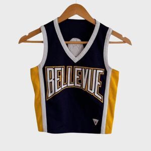 Vintage-american Women's Blue and Yellow Crop-top